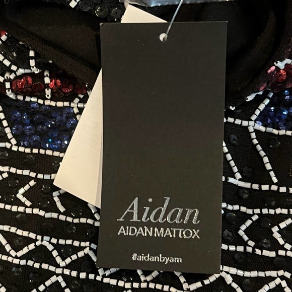 AIDAN MATTOX BEADED GEOMETRIC SLEEVELESS MINI SHEATH DRESS NWT WOMEN'S SIZE 8 - Picture 16 of 16